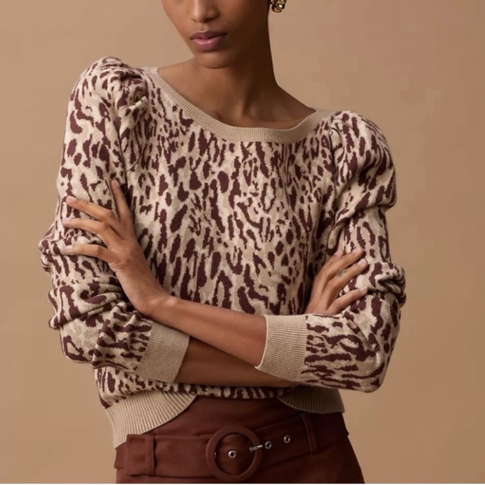 💵 NWT | Anthropologie Maeve Knit Leopard Print Sweater